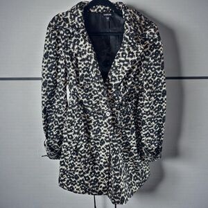 Y2K vintage Womans Leopard print corset Trench Coat mobwife steampunk romantic L